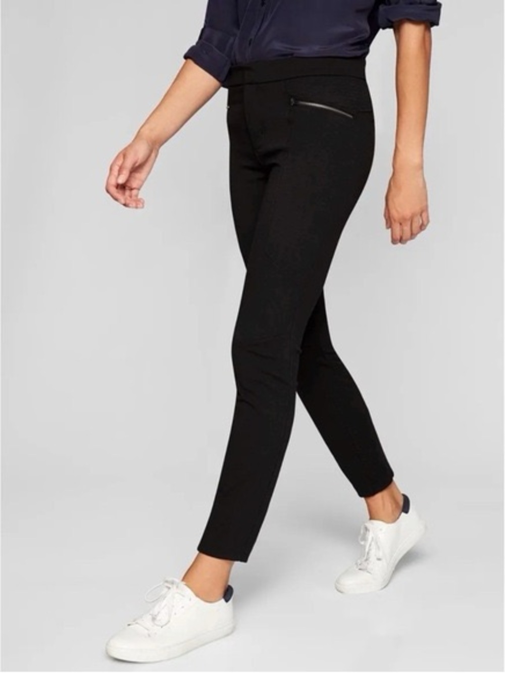 Athleta Ponte Moto 2.0 Pant Woman’s Black Mid Rise Stretch Fitted Sz 6P